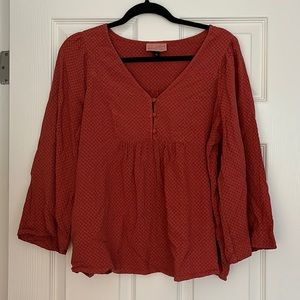 Burnt orange peasant blouse